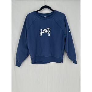 Ame Lulu Sweatshirt Womens Small Navy Blue Golf Embroidered Pullover Wailea